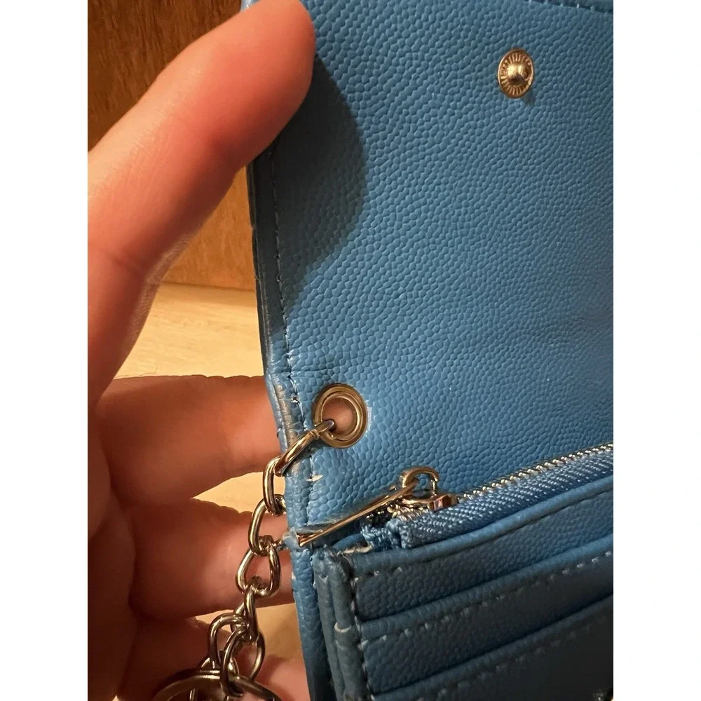 Steve Madden BWren Card Holder Wallet In‎ Royal Cobalt Blue Keychain ID Case